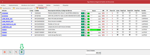 SIGA. Sistema Integral de Gestion de Almacenes.